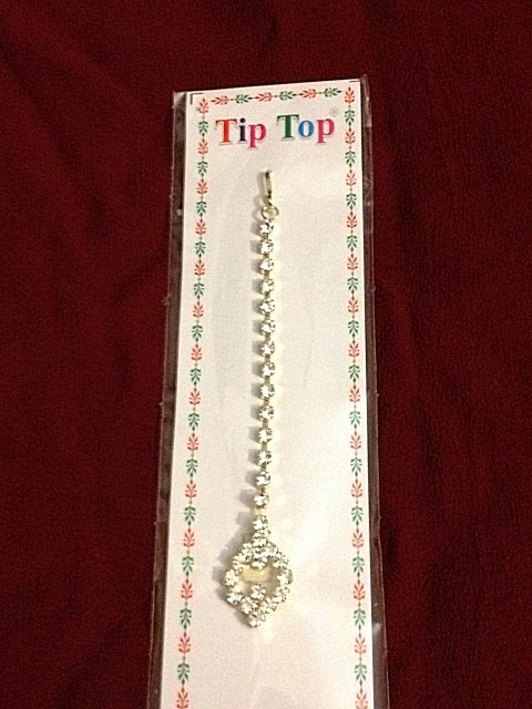 Fancy Indian maang tika with clear stones