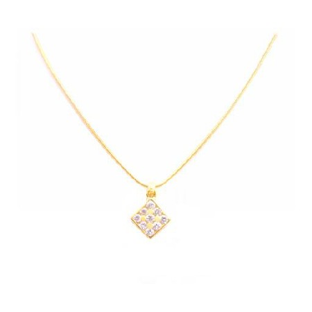 Gold Micron 18K Plated Necklace Square Pendant Swiss Cubic Zircon Gold Micron 18K Plated Necklace Square Pendant Swiss Cubic Zircon