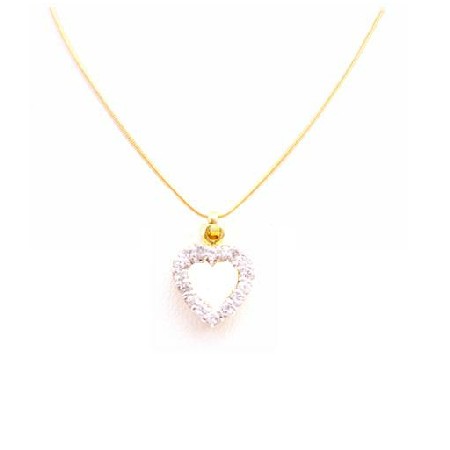 Affluent Jewelry Diamond Heart Pendant w/ Swiss Cubic Zircon Pendant 