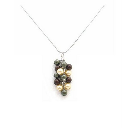 Wedding Jewelry Colletion Customize Tricolor Pearls Pendant Necklace 
