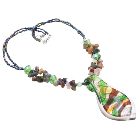Gift Murano Glass Pendant Mulitcolor Gorgeous Shiny Pendant Necklace Gift Murano Glass Pendant Mulitcolor Gorgeous Shiny Pendant Necklace