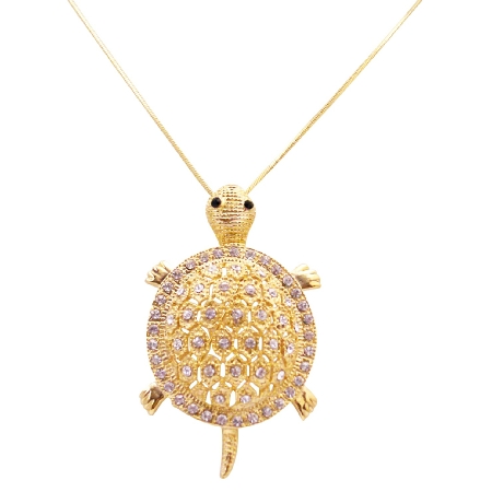 Shiny Gold Turtle Pendant Brooch Charming Turtle Pendant Necklace Shiny Gold Turtle Pendant Brooch Charming Turtle Pendant Necklace