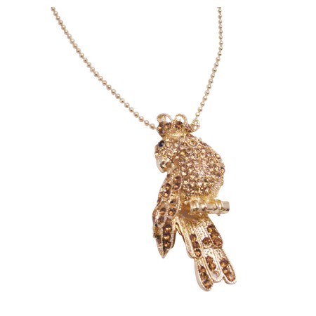 Sparkling Gold Bird Brooch Pendant Embedded Jonquil Crystals Jewelry 