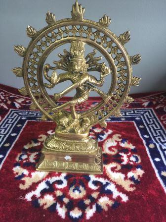 Carved Pure Brass Statue of Natraj, The Dancing God 8.9"
