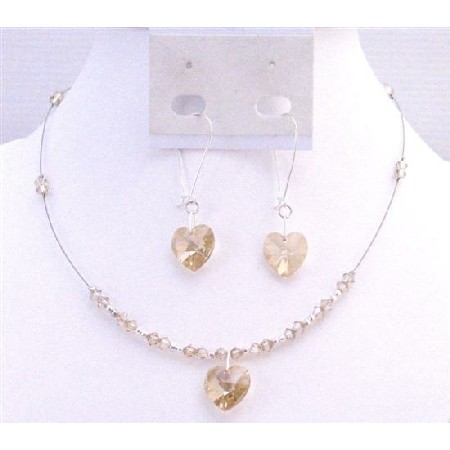 Invisible Necklace (Golden Shadow) with Crystal From Swarovski