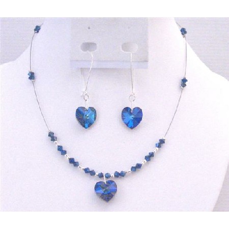 Burmuda Crystals Jewelry Set Swarovski Heart Pendant Earring Gift Set 