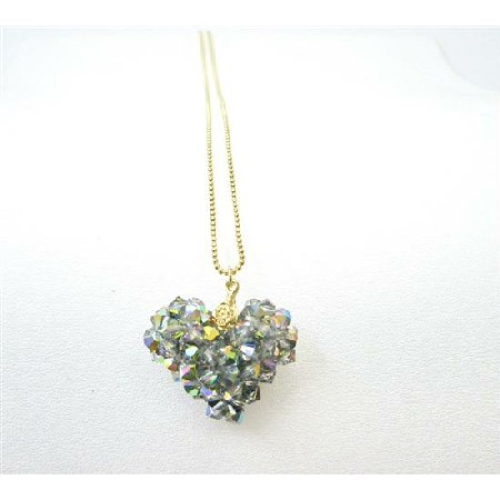 Golden Chain Handmade Swarovski Vitral Crystals Pendant Necklace 
