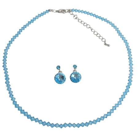 Fashionable Affordable Beautiful Aquamarine Crystal Jewelry Set 