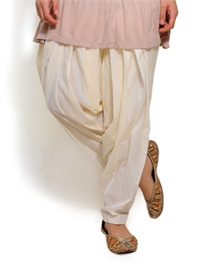White coloured Cotton Patiala Salwar Free Size 28 to 42 Inch  Royskart