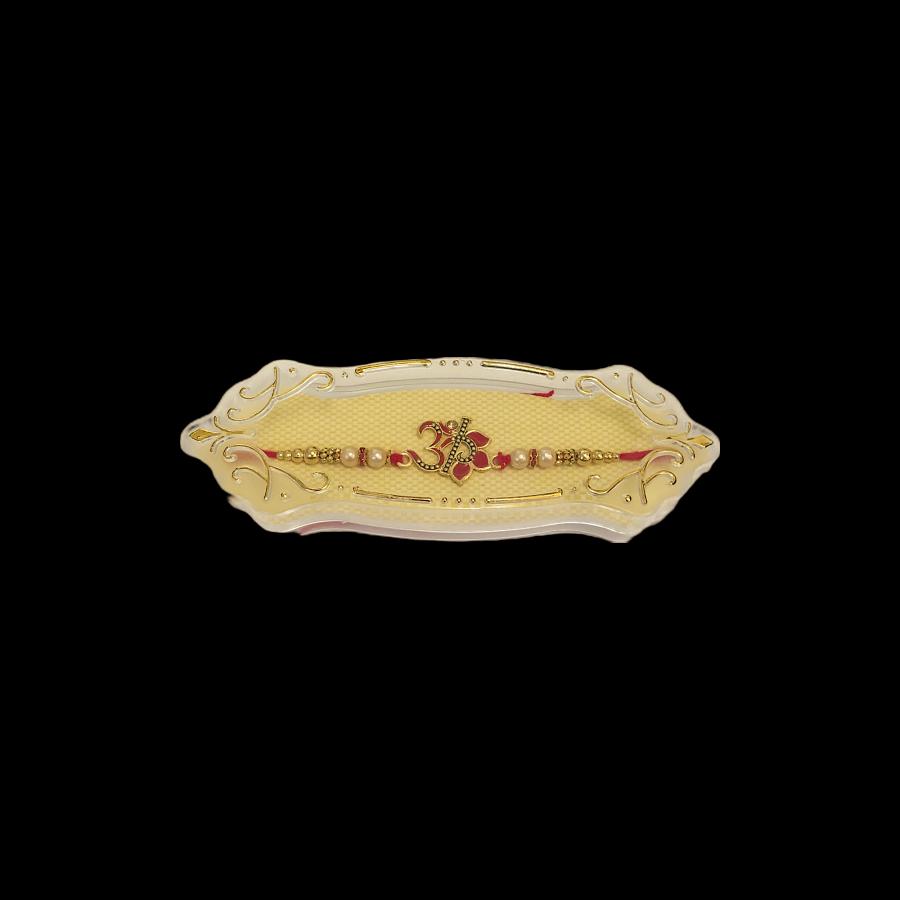 Rakhi - Om Red Flower (Case Pack) 1 pc DP2514
