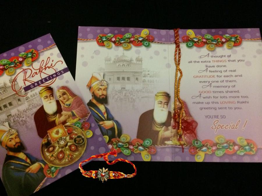 Vierge à l'intérieur hindou/Sikh Lot de 5 Rakhi/Raksha Bandhan Carte de vœux