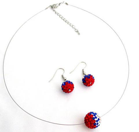 American Flag Theme Pave Ball Crystals Red, White & Blue Jewelry American Flag Theme Pave Ball Crystals Red, White & Blue Jewelry