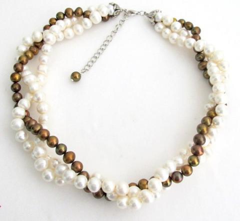 Finest White & Golden Freshwater Pearl Baroque Shape Necklace Finest White & Golden Freshwater Pearl Baroque Shape Necklace