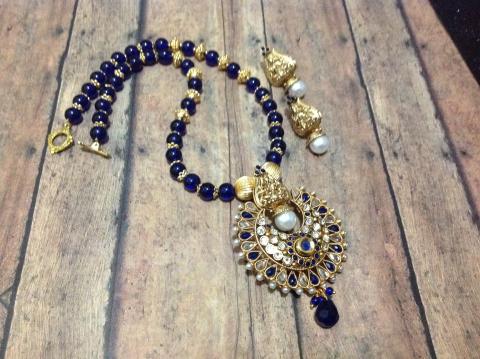 Lovely Antique pendant Set In shades of Blue