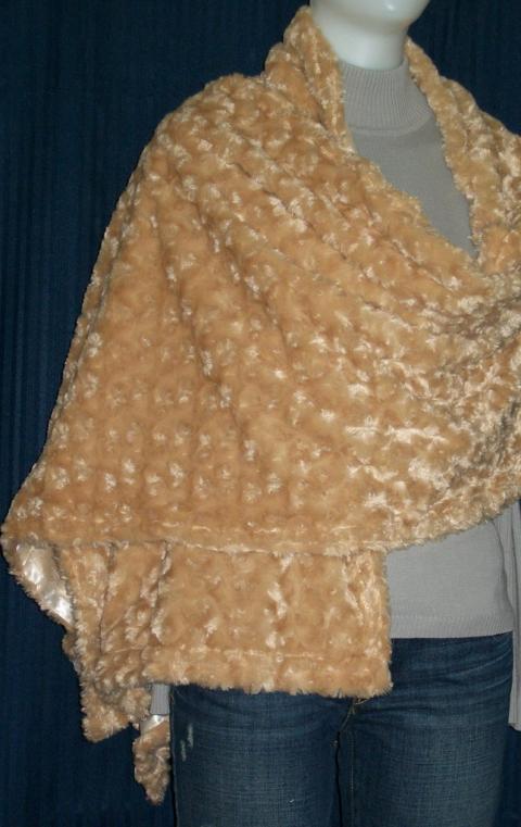 Beige Color Velvet Plush Stole / Shawl