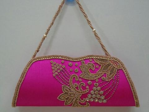 Designer Clutch with Golden Stone Work