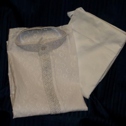 Argandi White Cotton Embellished Kurta Pajama for Men Argandi White Cotton Embellished Kurta Pajama for Men