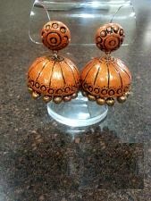Two tone "Jhumka" earrings - Terracotta jewelry - party wear Two tone "Jhumka" earrings - Terracotta jewelry - party wear