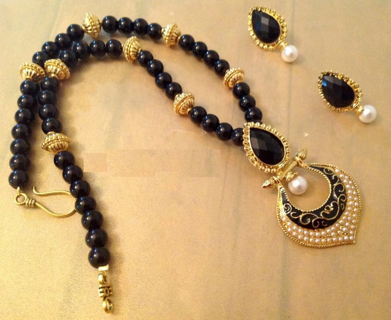 Antique Necklace Designed with Black Onyx Beads!!!!