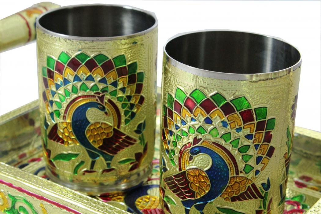 Handcrafted Gold Meena Work Glass Home Decor / Return Gift Handcrafted Gold Meena Work Glass Home Decor / Return Gift