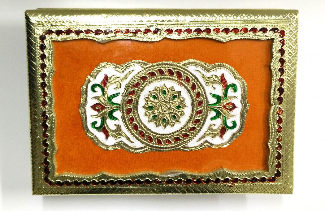 Bright Orange Hand Decorated Dry Fruits Box / Gift Box Bright Orange Hand Decorated Dry Fruits Box / Gift Box