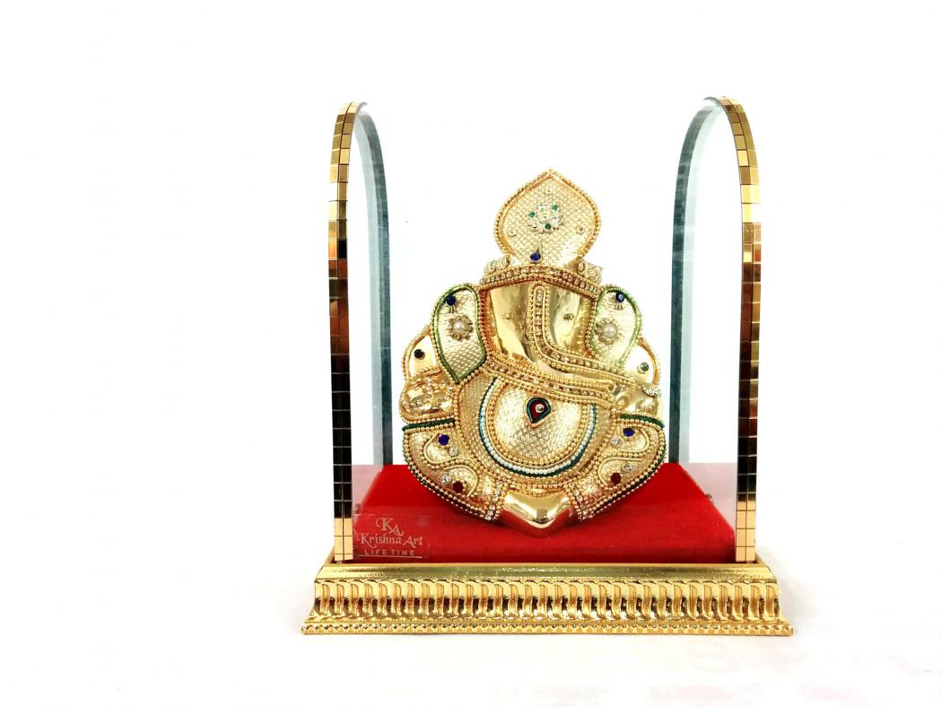 Golden Handcrafted Decorated Ganesha Murti Golden Handcrafted Decorated Ganesha Murti
