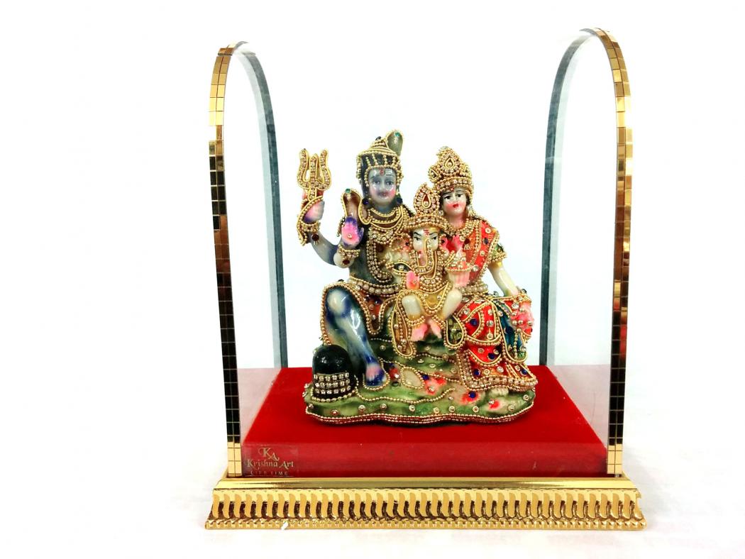 Shiv Parivar Idol, Exquisite Murti of Lord Ganesha /w Shiv & Parvati Shiv Parivar Idol, Exquisite Murti of Lord Ganesha /w Shiv & Parvati
