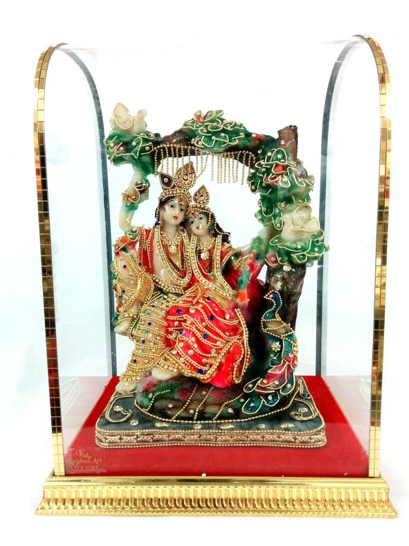 Radha Krishna Idol On Jhoola / Swing, MURTI 23352 USA