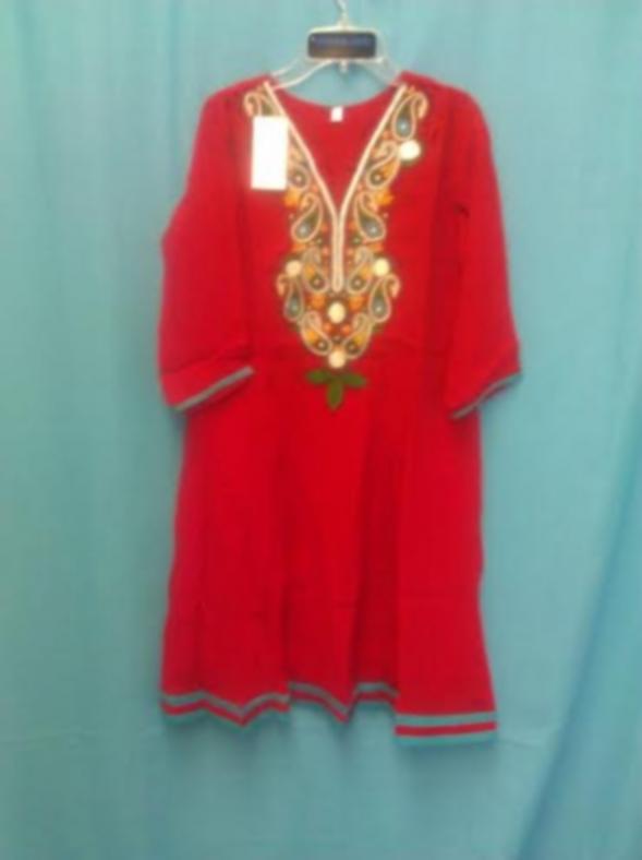 Party Wear Red Georgette Tunic Top Kurti Medium Size