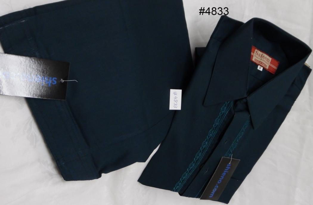 Men's Salwar Kameez, Teal Green Pakistani Ethnic Wear (M)