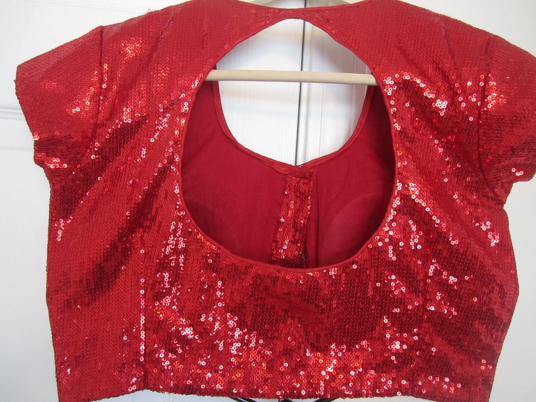 red sequin blouse