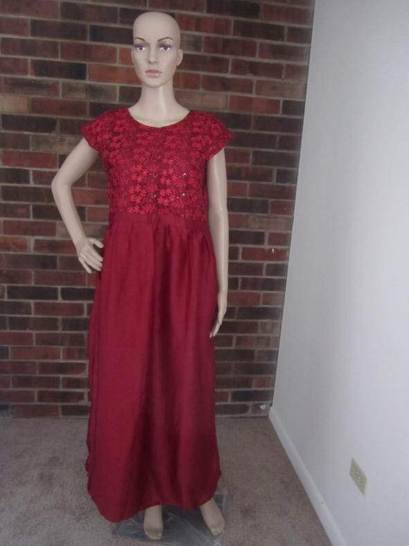 maroon shimmer gown