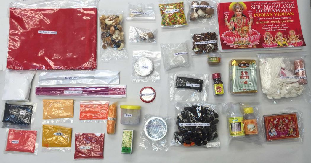 Mahalaxmi Puja Kit w Silver Coin, Diwali Poojan Samagri Pack 25770