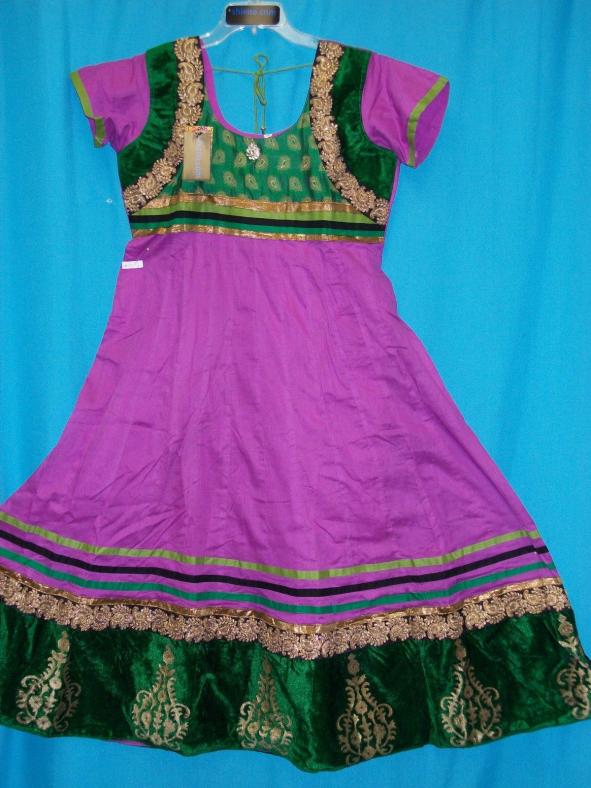 Party Wear Anarkali Suit in Purple Cotton Medium Size