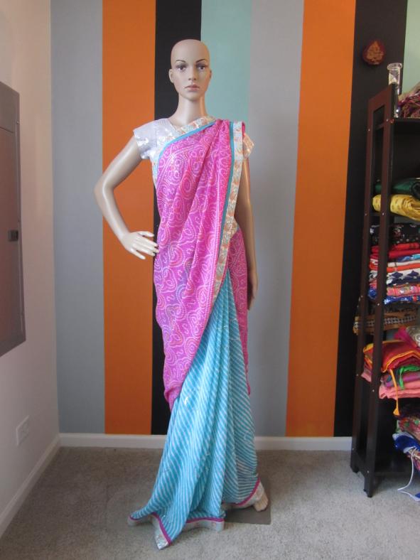 Multicolor Bandhani Leheriya Print Saree with Ready Blouse(Clearance Sale) Multicolor Bandhani Leheriya Print Saree with Ready Blouse(Clearance Sale)