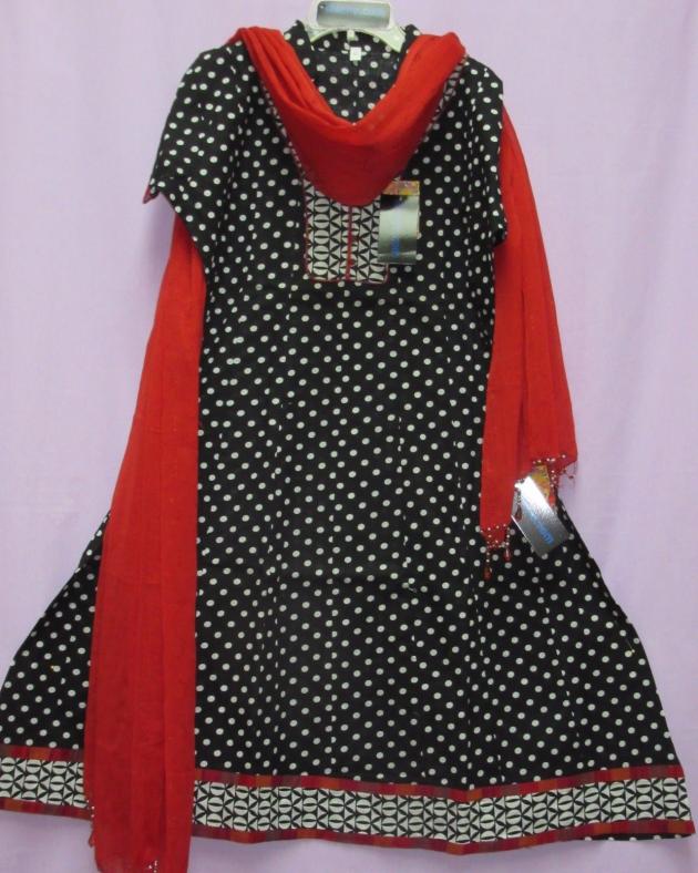 Black Printed Cotton Salwar Kameez Dupatta (M)