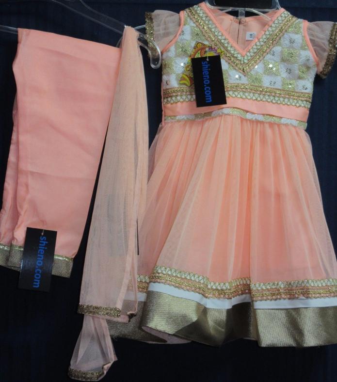 Girls Peach Net Anarkali Suit for Party Wear (1 to 4 year) Girls Peach Net Anarkali Suit for Party Wear (1 to 4 year)