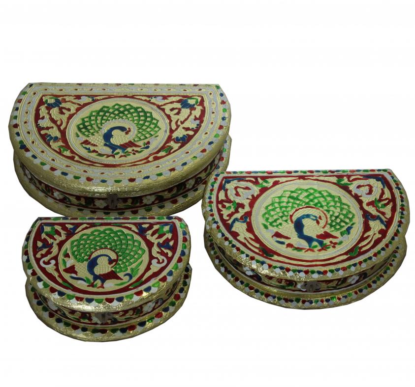 Half Moon Shape Traditional Meenakari Gift Box Return Gift Half Moon Shape Traditional Meenakari Gift Box Return Gift