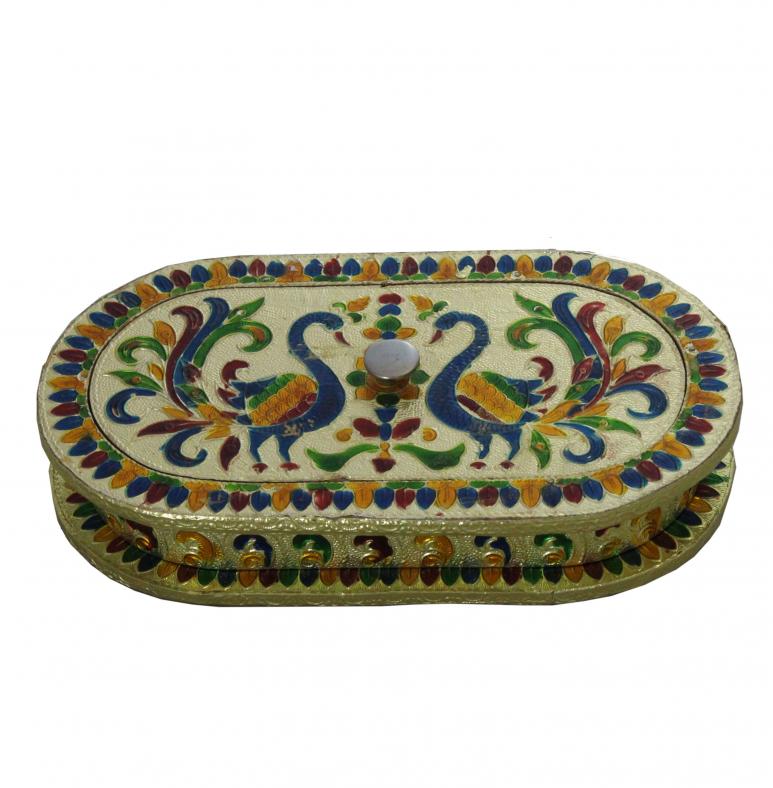 Artistic Peacock Design Meenakari Gift Box / Dry fruit Box Artistic Peacock Design Meenakari Gift Box / Dry fruit Box