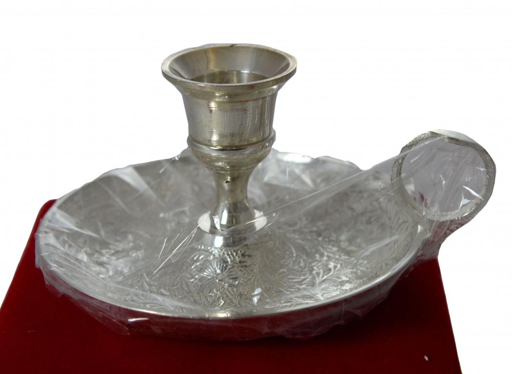 German Silver Plated Kukum Plate / Candle Holder Gift German Silver Plated Kukum Plate / Candle Holder Gift