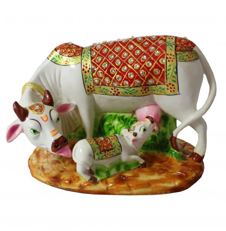 Intricately Handcrafted Holy Cow \w Calf Drinking Milk Intricately Handcrafted Holy Cow \w Calf Drinking Milk