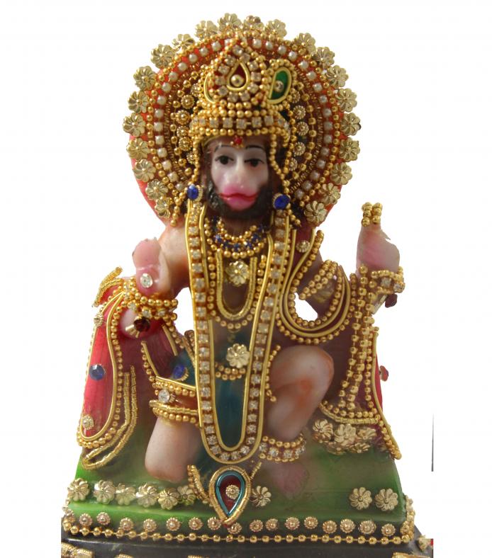 Stone Embedded Lord Hanuman Murti Idol 7" 26615 Buy Religious