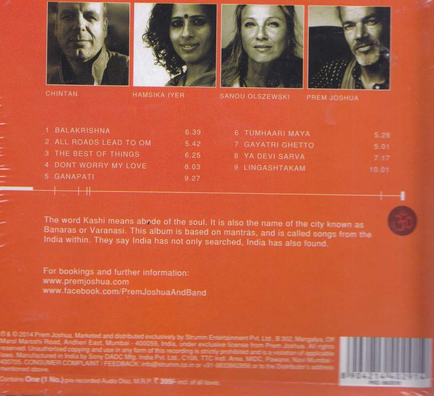 Kashi Songs From The India Within By Prem Joshua Hindi Audio CD 