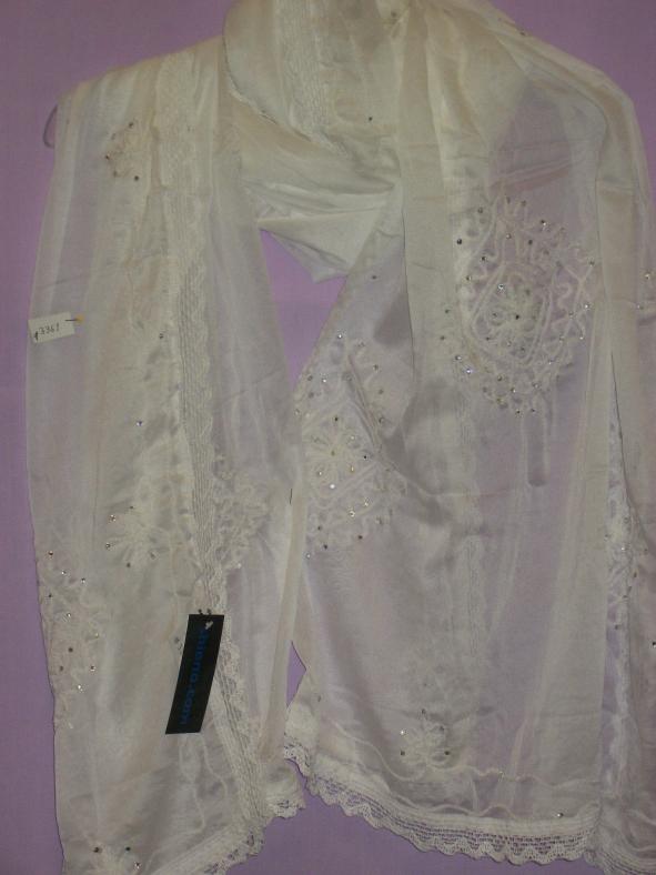 White Silk Georgette Stole Dupatta Chunni Wrap