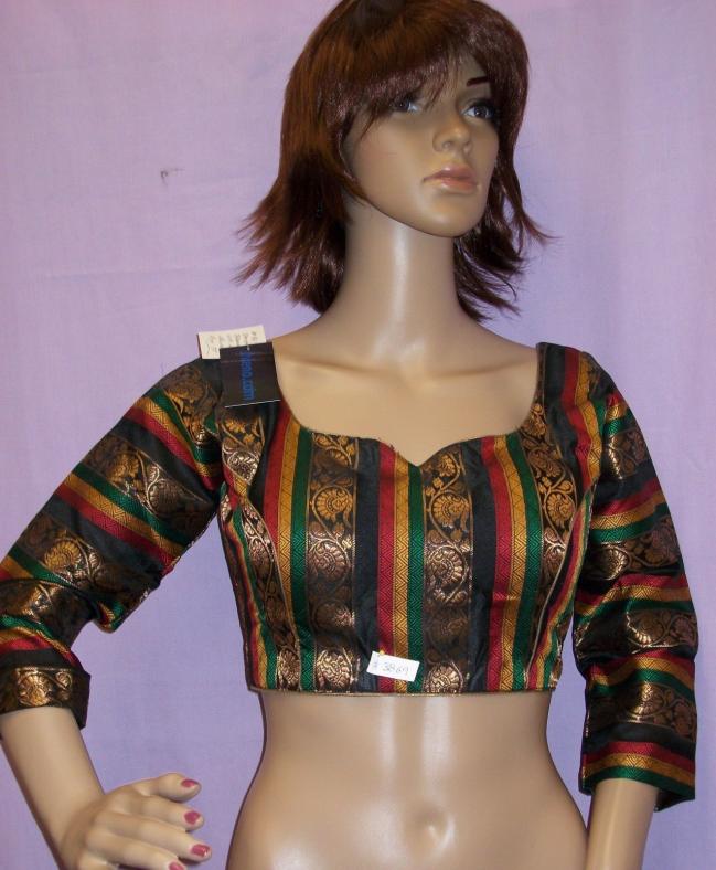 Multi Color Back Open Choli Blouse w/ 3/4 Sleeves Saree (M & L) Multi Color Back Open Choli Blouse w/ 3/4 Sleeves Saree (M & L)