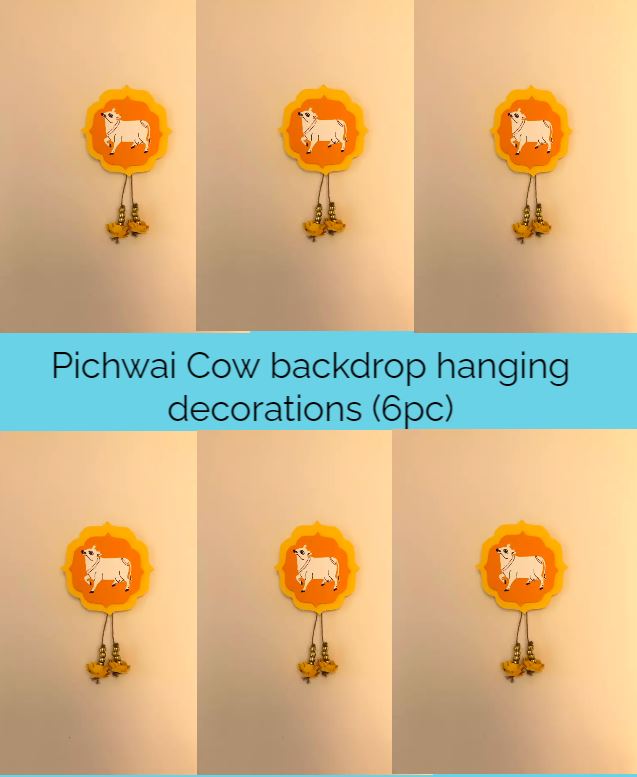 Set of 6 pichwai cow wall hangings for backdrop decorations