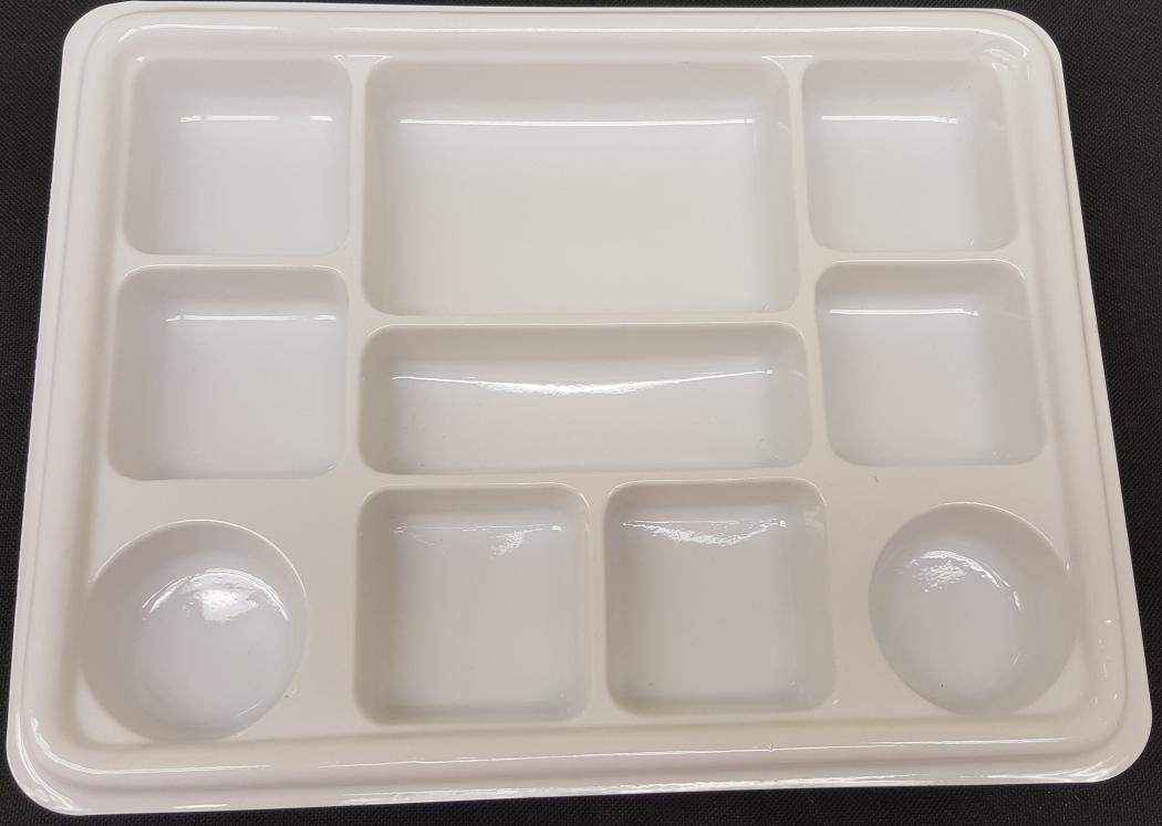 White 10 Compartment Disposable Plastic Plates 100 PCS 34931
