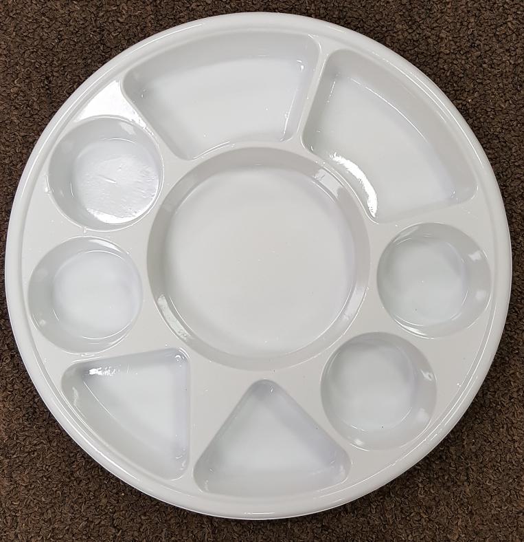 100pcs White 9 Compartment Disposable Plastic Plates 
