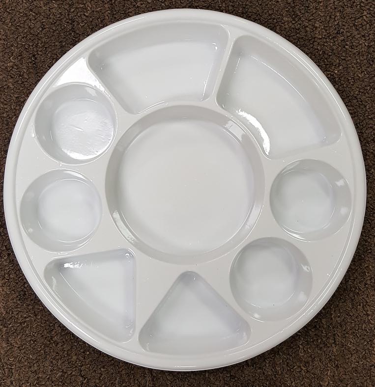 White 9 Round Compartment Disposable Plastic Plates - 100 Pcs White 9 Round Compartment Disposable Plastic Plates - 100 Pcs