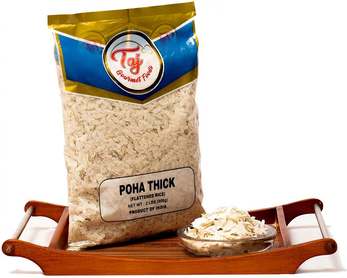 TAJ Premium Indian Poha Thick Powa Flattened Rice 4-pounds